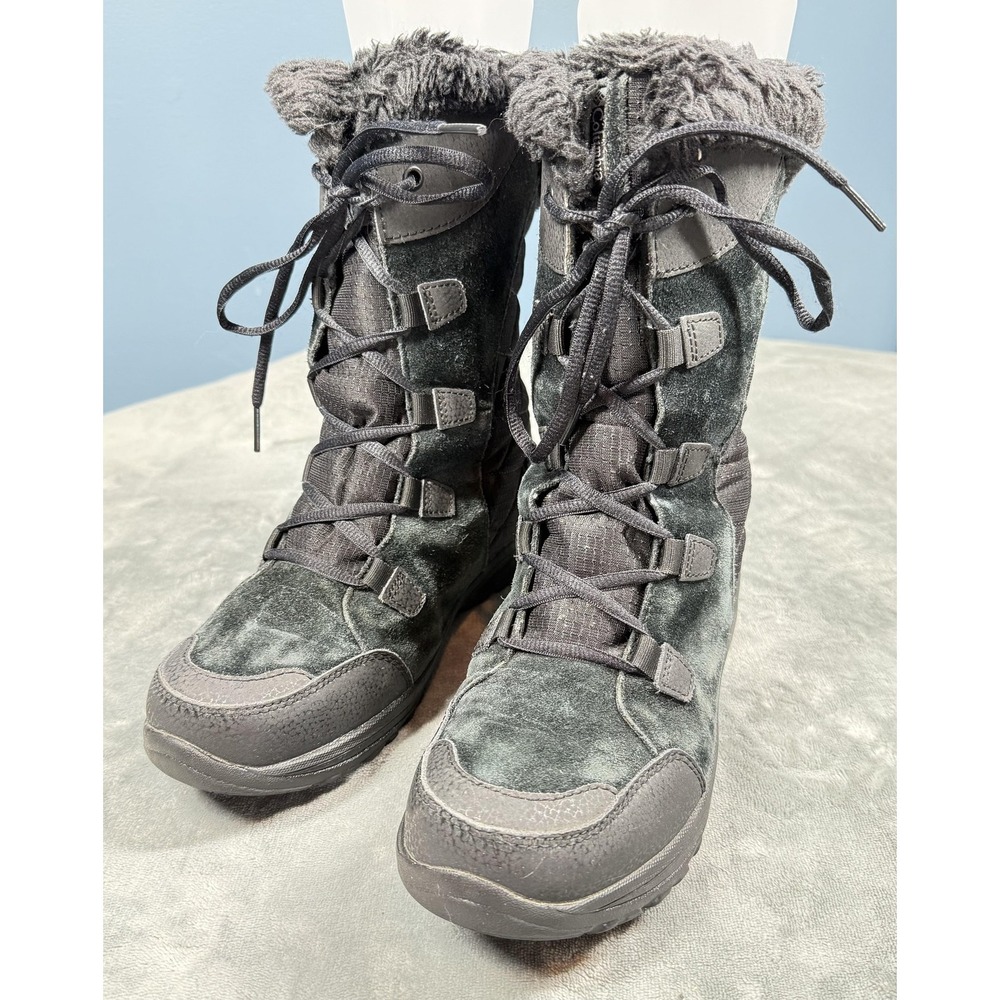 Columbia Boots Womens Size 8.5 Gray Waterproof Faux Fur Winter Snow Lace Up